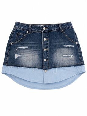Micas Denim Mini Skirt Distressed Button Front size women’s medium